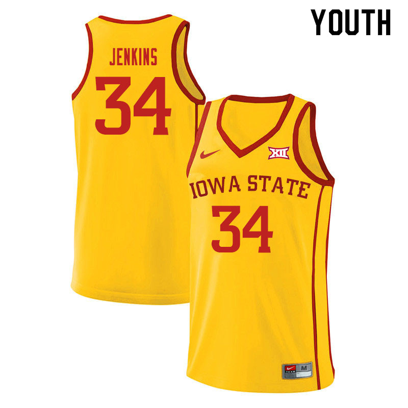 Youth #34 Nate Jenkins Iowa State Cyclones College Basketball Jerseys Sale-Yellow